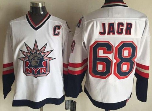 New York Rangers #68 Jaromir Jagr White Statue of Liberty Throwback Jersey