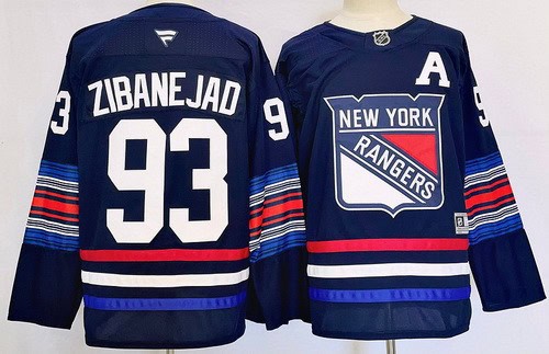 New York Rangers #93 Mika Zibanejad Navy Alternate Authentic Jersey
