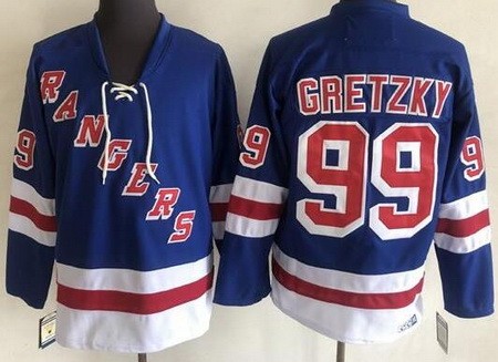 New York Rangers #99 Wayne Gretzky Blue CCM Throwback Jersey