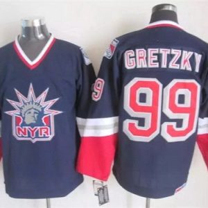 New York Rangers #99 Wayne Gretzky Navy Blue Statue of Liberty Throwback Jersey