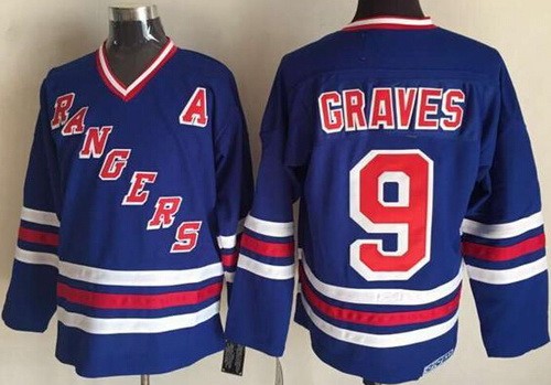 New York Rangers #9 Adam Graves Blue Throwback Jersey