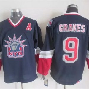 New York Rangers #9 Adam Graves Navy Blue Statue of Liberty Throwback Jersey