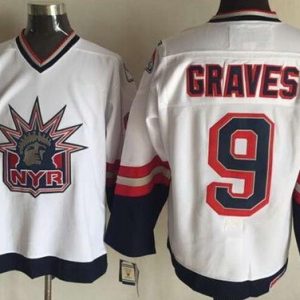 New York Rangers #9 Adam Graves White Statue of Liberty Throwback Jersey