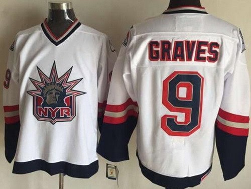 New York Rangers #9 Adam Graves White Statue of Liberty Throwback Jersey