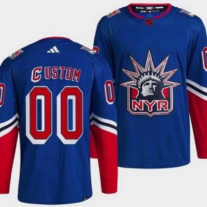 New York Rangers Customized Blue 2022 Reverse Retro Authentic Jersey