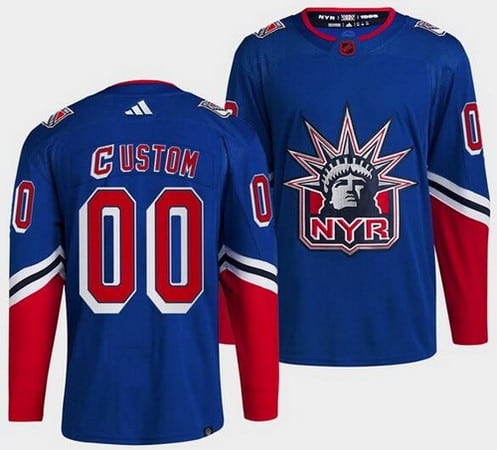 New York Rangers Customized Blue 2022 Reverse Retro Authentic Jersey