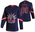 New York Rangers Customized Navy 2021 Reverse Retro Authentic Jersey