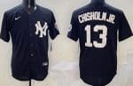 New York Yankees #13 Jazz Chisholm Jr Black Throwback Cool Base Jersey