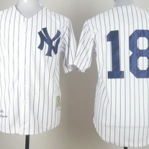 New York Yankees #18 Don Larsen White 1956 Throwback Jersey