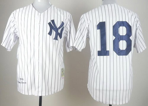 New York Yankees #18 Don Larsen White 1956 Throwback Jersey