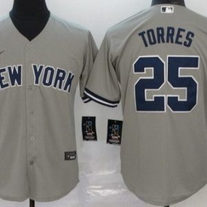 New York Yankees #25 Gleyber Torres Gray Player Name 2020 Cool Base Jersey