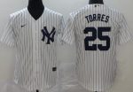 New York Yankees #25 Gleyber Torres White Player Name 2020 Cool Base Jersey