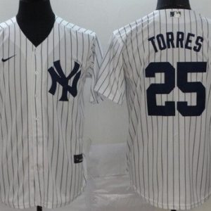 New York Yankees #25 Gleyber Torres White Player Name 2020 Cool Base Jersey