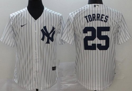 New York Yankees #25 Gleyber Torres White Player Name 2020 Cool Base Jersey