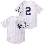 New York Yankees #2#7 Derek Jeter White 1995 Throwback Jersey