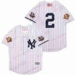 New York Yankees #2 Derek Jeter White 2001 World Series Cool Base Jersey