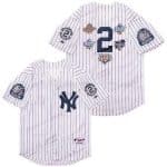 New York Yankees #2 Derek Jeter White Five Champions Patches Cool Base Jersey
