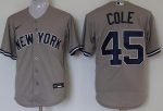 New York Yankees #45 Gerrit Cole Gray Player Name 2020 Cool Base Jersey