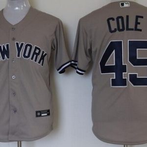 New York Yankees #45 Gerrit Cole Gray Player Name 2020 Cool Base Jersey
