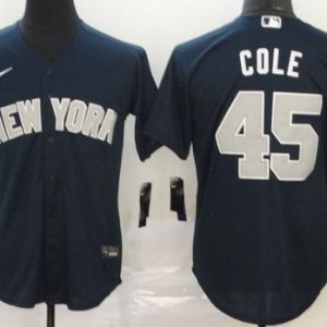 New York Yankees #45 Gerrit Cole Navy Player Name 2020 Cool Base Jersey
