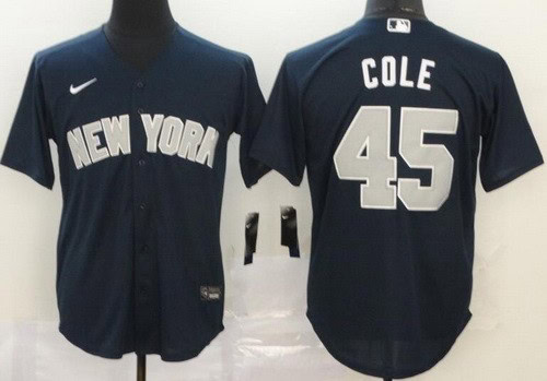 New York Yankees #45 Gerrit Cole Navy Player Name 2020 Cool Base Jersey