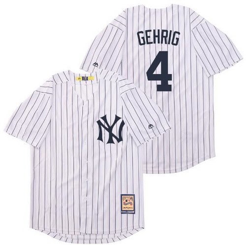 New York Yankees #4 Lou Gehrig White Cooperstown Throwback Cool Base Jersey