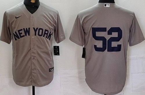 New York Yankees #52 Cc Sabathia Gray Field of Dreams Cool Base Jersey