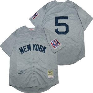 New York Yankees #5 Joe DiMaggio Gray 1939 Throwback Jersey