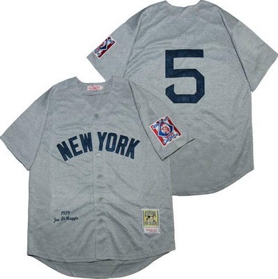 New York Yankees #5 Joe DiMaggio Gray 1939 Throwback Jersey