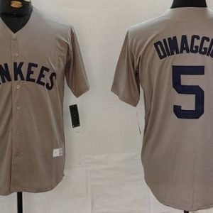 New York Yankees #5 Joe DiMaggio Gray Player Name Cooperstown Collection Jersey