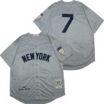New York Yankees #7 Mickey Mantle Gray 1951 Throwback Jersey