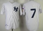 New York Yankees #7 Mickey Mantle White 1951 Throwback Jersey