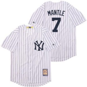 New York Yankees #7 Mickey Mantle White Cooperstown Throwback Cool Base Jersey