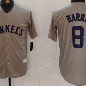 New York Yankees #8 Yogi Berra Gray Gray Player Name Cooperstown Collection Jersey