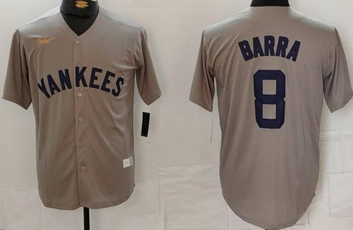 New York Yankees #8 Yogi Berra Gray Gray Player Name Cooperstown Collection Jersey