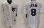 New York Yankees #8 Yogi Berra White Player Name Cool Base Jersey