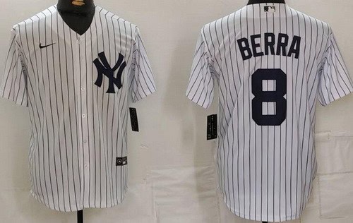 New York Yankees #8 Yogi Berra White Player Name Cool Base Jersey