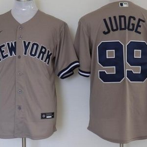 New York Yankees #99 Aaron Judge Gray Player Name 2020 Cool Base Jersey