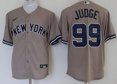 New York Yankees #99 Aaron Judge Gray Player Name 2020 Cool Base Jersey
