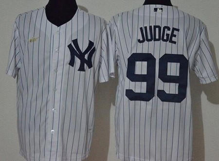 New York Yankees #99 Aaron Judge White Player Name 2020 Cooperstown Collection Jersey
