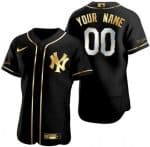 New York Yankees Customized Black Gold Authentic Jersey