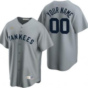 New York Yankees Customized Gray Cooperstown Collection Cool Base Jersey