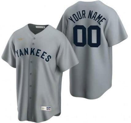 New York Yankees Customized Gray Cooperstown Collection Cool Base Jersey