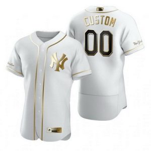 New York Yankees Customized White Gold 2020 FlexBase Jersey