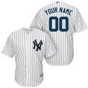 New York Yankees Customized White Stripes Cool Base Jersey