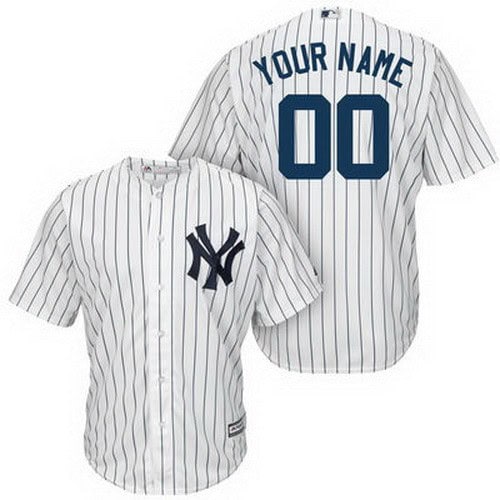New York Yankees Customized White Stripes Cool Base Jersey