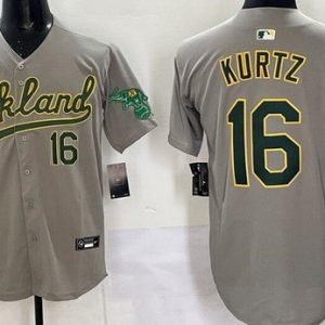 Oakland Athletics #16 Nick Kurtz Gray Limited Jersey