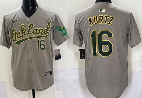 Oakland Athletics #16 Nick Kurtz Gray Limited Jersey