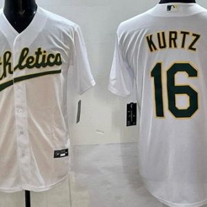 Oakland Athletics #16 Nick Kurtz White Cool Base Jersey