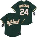 Oakland Athletics #24 Rickey Henderson Green Alternate Cool Base Jersey